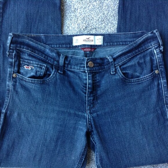 ⭐HOLLISTER “SOCAL STRETCH” STRAIGHT LEG DENIM JEANS in Dark Wash, size 9R⭐ - Picture 3 of 7